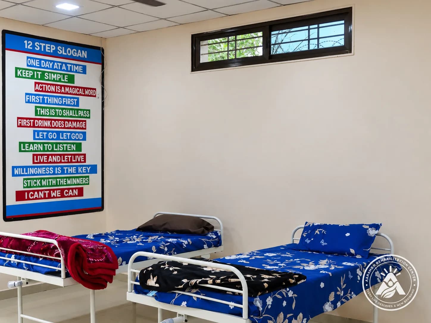 A Twelve Steps learning display in an Aarambh room